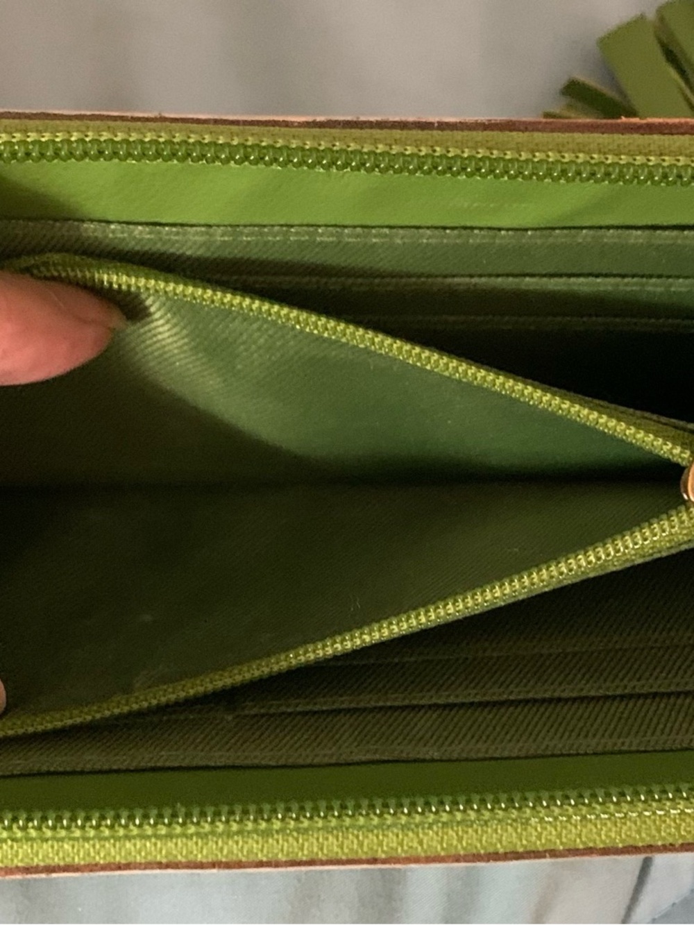 Myra Bag Green Floral Tooled Zip Wallet with Tassel - Picture 3 of 4